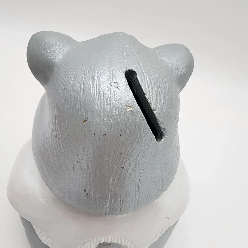 Care Bear Grams Bear Vintage Ceramic‎ 5' Coin Piggy Bank Vintage Gray RARE